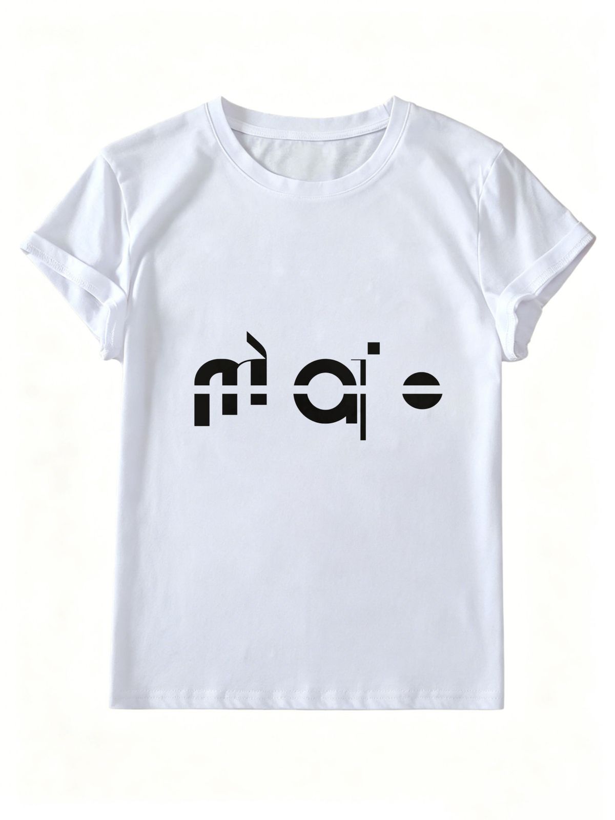 Women Crew Neck Short Sleeve T-Shirt, Minimal Geometric Split Letter Text Graphic Loose Fit Casual Summer Basic Tee Tops_ecoleips.com