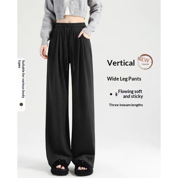 Aria Basics Black Wide-leg For Women, 2025 New Model, Slim Fit, Drapey, Petite-friendly, Loose, Casual Style, Straight-leg Long_ecoleips.com