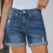 Women's Clothing Summer New Straight Slim Fit Worn Hem Denim Shorts_ecoleips.com