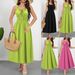 Women's Clothing Dress Women's Dress Spring And Summer Vacation Leisure Solid Color Waist Suspender Long Skirt_ecoleips.com