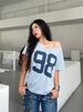 In The Wind Loose Digital Printing T-shirt For Women Can Wear Off-the-shoulder Basic Pullover Round Neck Short-sleeved Casual Top Summer_ecoleips.com