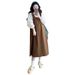 Autumn New Korean Fashion Round Neck Shirt + Strap Two-Piece Maternity Dress_ecoleips.com
