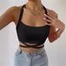 Women's Summer Tank Top Backless Short Sleeve Cropped Milk Silk Thin Style Can Be Worn Alone_ecoleips.com