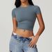 Women Yoga T-Shirt Sports Gym Cropped Tops Gym Training Shirt Fitness Short Sleeve Yoga Running Workout Tracksuit Short Sleeved_ecoleips.com