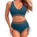 Women's Clothing Sexy Two-Piece Beautiful Bikini Set – Peacock Blue & Black Swimwear For Beach & Pool (S-XXL)_ecoleips.com