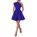 Women's One Shoulder Asymmetrical Neck Slim Waist Dress Solid Color Short Skirt Fashion_ecoleips.com