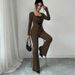 Women's Slim Fit Trousers Set Style Fashion Bow Long Sleeved Top Casual_ecoleips.com