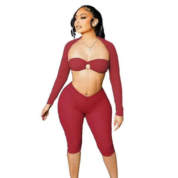 Women's Fashion Leopard Print Shawl Three Piece Set Long Sleeved Sheer Clothing Outfit_ecoleips.com
