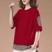 Designer-Style Fake Two-Piece T-Shirt For Women, Short Sleeves, Summer, Loose And Casual, Plus-Size For Moms, Figure-Con_ecoleips.com