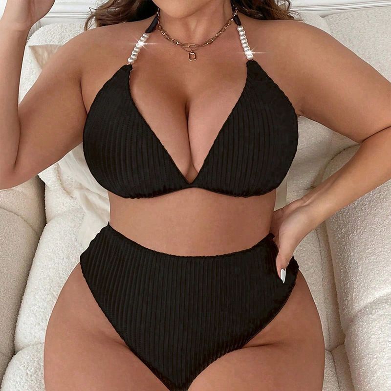 2025 New European And American Style Solid Color Lace-Up Tube Swimsuit Top For Women Beach Vacation Fashion Plus Size_ecoleips.com