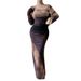 Women's Sexy Mesh Floral Print Ruched Round Neck Bodycon Midi Dress – Summer Party Gown 2026_ecoleips.com