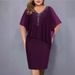 plus Size Women's Chiffon Patchwork Rhinestone Irregular mid Sleeve Dress 2023 New Cross Border Independent Website Q280_ecoleips.com