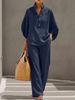 Women's Clothing Casual Linen-Blend Shirt & Pants Set – Stylish Office & Everyday Outfit, Comfortable Stretch Fabric, Multiple Colors (S-5XL)_ecoleips.com