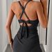 Women's Back Cross-Tie One-Piece Swimsuit - Slimming High-Cut Design With Asymmetric Hem, Sexy Monokini For Beach & Pool_ecoleips.com