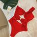 Women's One Shoulder Twisted Swimsuit Steel Bra Gathered Hollowed Out Metal Buckle Solid Color One Piece_ecoleips.com