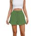 Women's Cotton And Linen Shorts Ruffled Elastic Waist Drawstring Casual Pants European American Style Clothing For Women_ecoleips.com