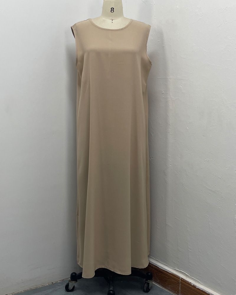 Women's Clothing Modest Abaya Dress Tank Long Dress Cardigan Elegant Slim-Fit Tank Dress – Versatile Layering Staple For Women (Black, White, Khaki)_ecoleips.com