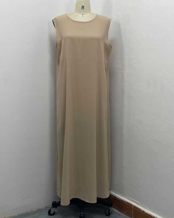 Women's Clothing Modest Abaya Dress Tank Long Dress Cardigan Elegant Slim-Fit Tank Dress – Versatile Layering Staple For Women (Black, White, Khaki)_ecoleips.com