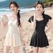 Women's One Piece Swimsuit Solid Color Conservative Flattering Slimming Suitable For Students Hot Springs And Vacations_ecoleips.com