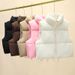 Women's Quilted Vest Sleeveless Puffer Jacket Winter Warm Short Waistcoat Casual Zipper Front Coat For Ladies_ecoleips.com