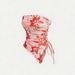 Women's Strapless Drawstring Pleated Slim Fit Top European American Style Niche Design Lily Print Elegant Short_ecoleips.com