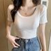 Crew Neck Short-sleeved T-shirt For Women's Summer Outer Wear, Undershirt Inside, Solid Color, Comfortable And Breathable Clothes_ecoleips.com