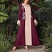 Premium Plus-Size Elegant Dress – Embellished With Rhinestones, Belted A-Line Maxi Dress For Women, Office & Party Wear (Wine Red, 0XL-4XL)_ecoleips.com