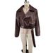 "Designer Cropped PU Leather Jacket For Women - Retro Notch Lapel With Adjustable Belt, Wrinkle-Resistant Faux Leather Coat, Street Style Essential_ecoleips.com