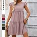 Women's Ruffled Bohemian Solid Color Dress Summer Thin Casual Fashion Adult Clothing_ecoleips.com