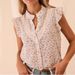 Ins2026 New Product Women's Printed Small Floral Lace Splicing Small Flying Sleeve Shirt Top_ecoleips.com