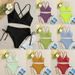 Women's Clothing Low Neck Bikini Swimsuit Sexy High Waist Triangle Hot Spring Split Swimsuit_ecoleips.com