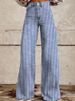 Women's Clothing Striped Wide Leg Straight Leg Flared Jeans For Women_ecoleips.com