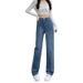 Retro High-waisted Straight-leg Jeans Women, 2024 Autumn New Style, Loose And Slimming, Versatile Wide-leg Floor-length_ecoleips.com