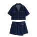 Women's Clothing New Short Denim Shirt Double Breasted Denim Skirt Pants_ecoleips.com