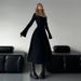 Women's Square Neck Flared Sleeve High Waist Belted A-Line Maxi Dress – Elegant Slim Fit Gown_ecoleips.com