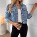 Women's Short Denim Jacket Pearl Detailing Style Top From New Relaxed Everyday Wear Comfortable Feshion_ecoleips.com