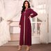 Ba031 Hooded With Studs Diamond Avocado Green Hand-Sewn Diamond Robe Women's Wear_ecoleips.com