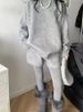 Lazy Style Loose Long Sleeve Sweater Knitwear Women Winter New High-end Gray Casual Shorts Two-piece Set Trendy_ecoleips.com