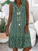 Cross-border 2024 Summer New European And American Clothing, Best-Selling V-Neck Small Floral Print Sleeveless_ecoleips.com