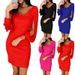 Women's V-Neck Fringe Mini Bodycon Dress – Elegant Long Sleeve Party Dress For Evening & Cocktail Events (Black/Red/Blue)_ecoleips.com