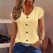 Elegant V-Neck Flutter Sleeve Blouse - Soft Polyester Casual Top For Women, Versatile For Office & Daily Wear_ecoleips.com