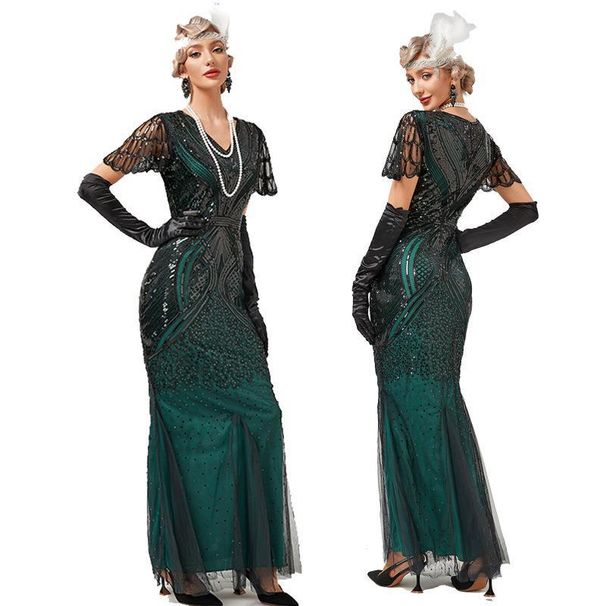 Spring/Summer 2022 Women's Slim Fit Mesh Sequin Beaded Evening Dress European And American Style Banquet Mermaid Style Cross Border Party Wear_ecoleips.com