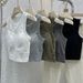 Sleeveless Round-neck Camisole Fixed Cups For Women, Featuring A Stylish Design With Patchwork Details, Built-in Chest_ecoleips.com