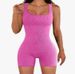 Seamless Square Neck Ribbed Shorts Jumpsuit Fitness Body Yoga Wear Quick-Dry Breathable Tight-Fitting Women's Outfit_ecoleips.com