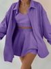 Women's clothing long sleeved jacket shorts vest three piece sports casual sweater suit_ecoleips.com