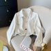 Women's Petite Short Striped Long Sleeved Shirt Jacket Korean Style Versatile Design Early Spring in Stock Real Photos_ecoleips.com
