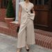 Women's Clothing Retro Temperament V Neck Sleeveless Suit High Waist Vest Trousers Fashion Casual Suit_ecoleips.com