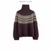 girl Autumn Winter British Basulan Wool Fair Isle Style Color-Block Chimney Collar Knitted Slightly Loose Thickened Sweater_ecoleips.com