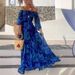 Women's Clothing Sexy One Shoulder Printed Long Skirt Dress_ecoleips.com