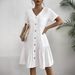 Summer Women's Single Breasted Dress Loose Pocket Ruffled Hem Casual Short Sleeve_ecoleips.com